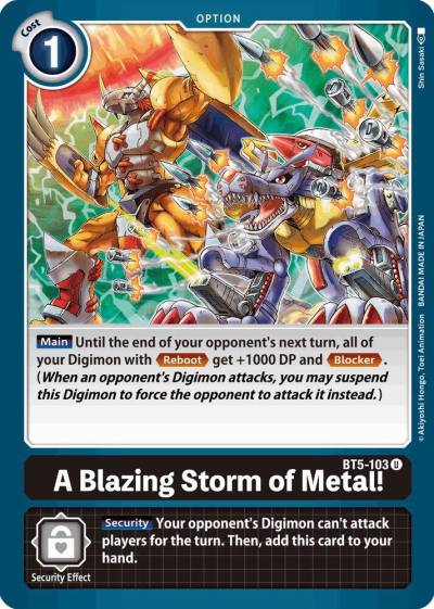 A Blazing Storm of Metal BT5-103 U Battle of Omni Digimon card