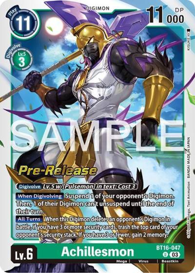 Achillesmon BT16-047 U Beginning Observer Pre-Release Cards Digimon card