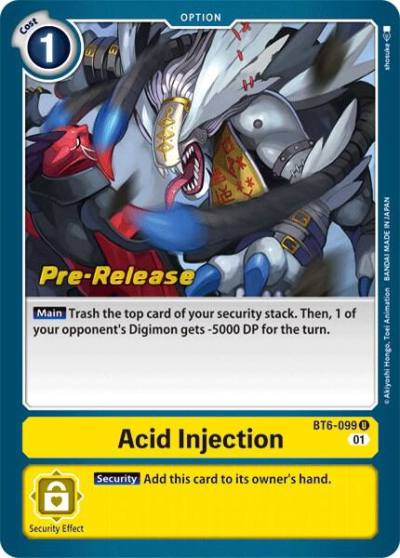 Acid Injection BT6-099 U Double Diamond Pre-Release Cards Digimon card