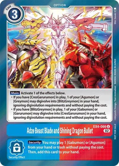 Adze Beast Blade and Shining Dragon Bullet Alternate Art EX4-066 U Alternative Being Booster Digimon card