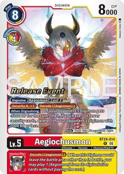 Aegiochusmon BT24-014 R Time Stranger Release Event Cards Digimon card