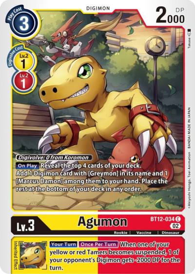 Agumon BT12-034 C Across Time Digimon card