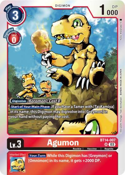 Agumon BT14-007 SR Blast Ace Digimon card