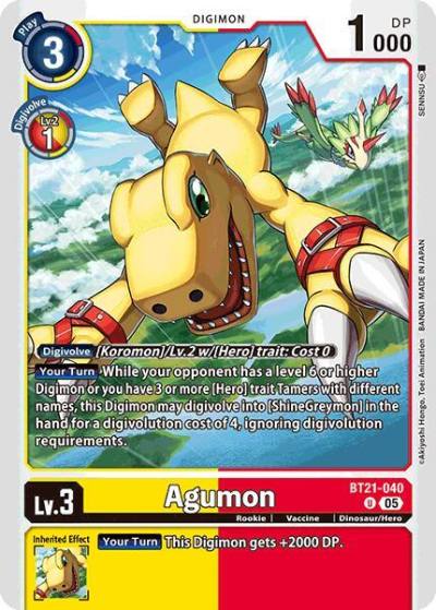 Agumon BT21-040 U World Convergence Digimon card