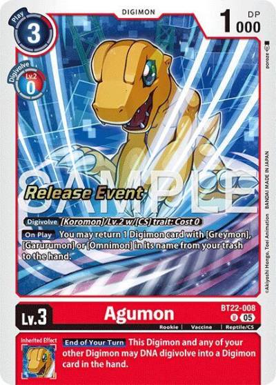 Agumon BT22-008 U Cyber Eden Release Event Cards Digimon card