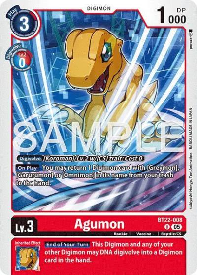 Agumon BT22-008 U Cyber Eden Digimon card