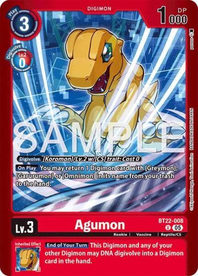 Agumon BT22-008 U Limited Card Pack -Final Crest- Digimon card