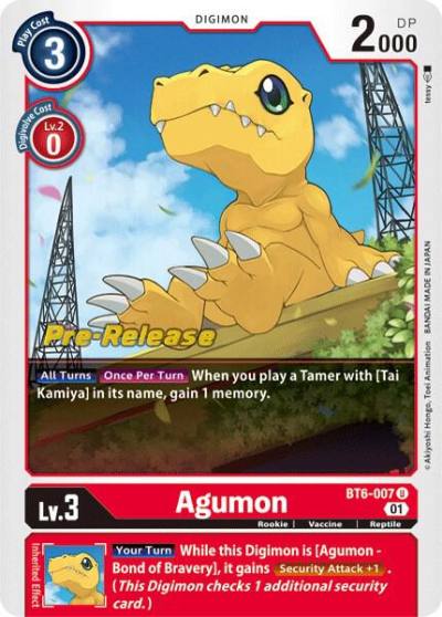 Agumon BT6-007 U Double Diamond Pre-Release Cards Digimon card
