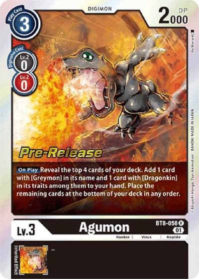Agumon BT8-058 R New Awakening Pre-Release Cards Digimon card