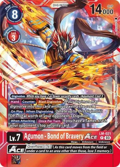 Agumon Bond of Bravery ACE LM-021 P Special Limited Set Digimon card