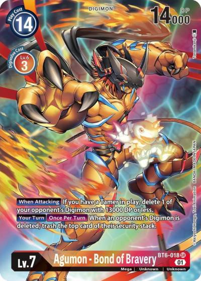 Agumon Bond of Bravery Alternate Art BT6-018 SR Double Diamond Digimon card
