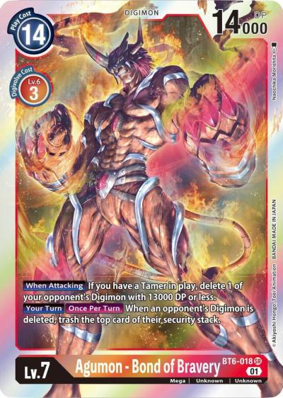 Agumon Bond of Bravery BT6-018 SR Double Diamond Digimon card