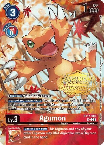 Agumon Championship 2024 Tamers Pack BT17-007 R Secret Crisis Digimon card