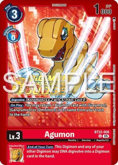 Agumon Judge Pack 2025 Wave 2 BT22-008 U Cyber Eden Digimon card