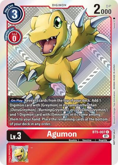 Agumon New Awakening Pre Release Tournament Winner Card BT5-007 C New Awakening Pre-Release Cards Digimon card