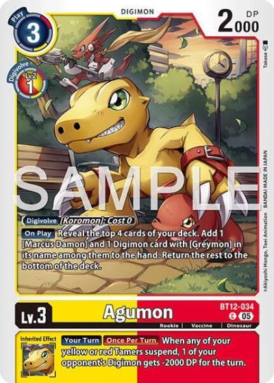 Agumon Reprint BT12-034 C Advanced Booster Digimon Generation Digimon card