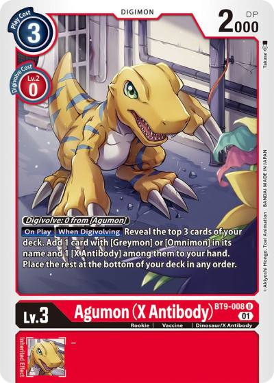 Agumon X Antibody BT9-008 U X Record Digimon card