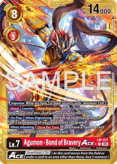 Agumon of Bravery ACE Gold Border LM-021 P Advanced Booster Digimon Generation Digimon card