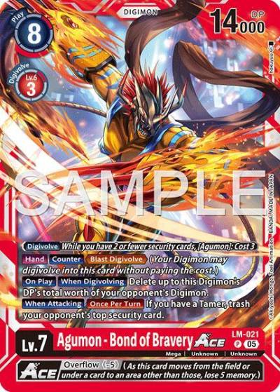 Agumon of Bravery ACE Reprint LM-021 P Advanced Booster Digimon Generation Digimon card