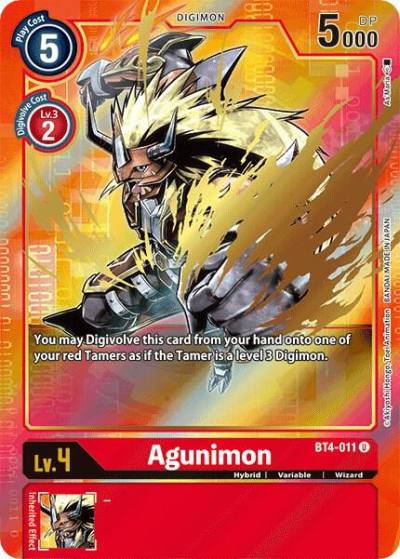 Agunimon Alternate Art BT4-011 U Great Legend Digimon card