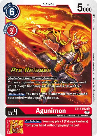 Agunimon BT12-012 U Across Time Pre-Release Cards Digimon card