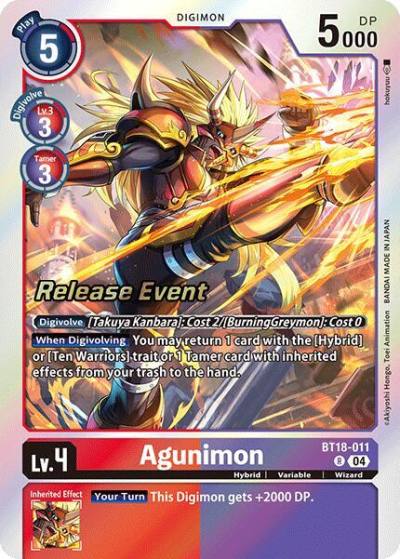 Agunimon BT18-011 R Release Special Booster 2.0 Celebration Event Cards Digimon card