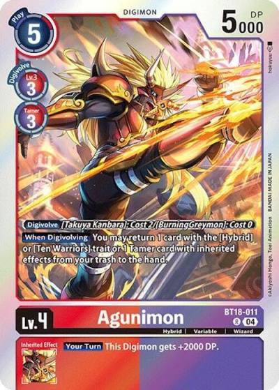Agunimon BT18-011 R Release Special Booster 2.0 Digimon card