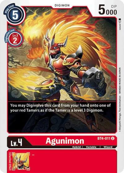 Agunimon BT4-011 U Great Legend Digimon card