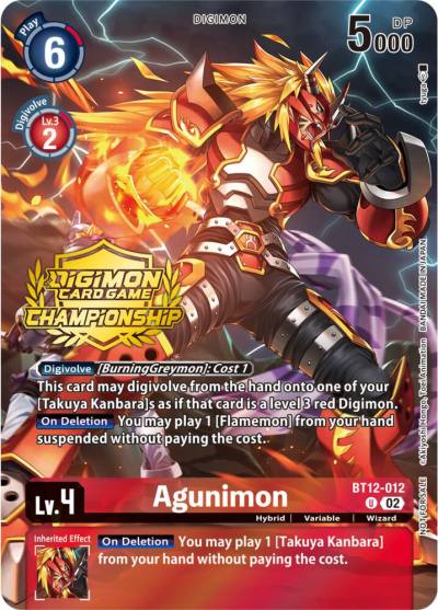 Agunimon Championship 2023 Tamers Pack BT12-012 U Across Time Digimon card