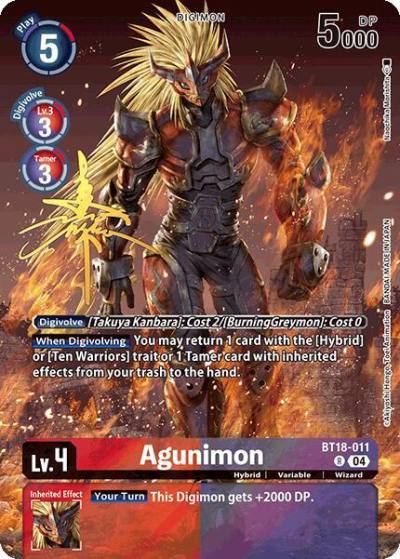 Agunimon Rare Pull BT18-011 R World Convergence Digimon card