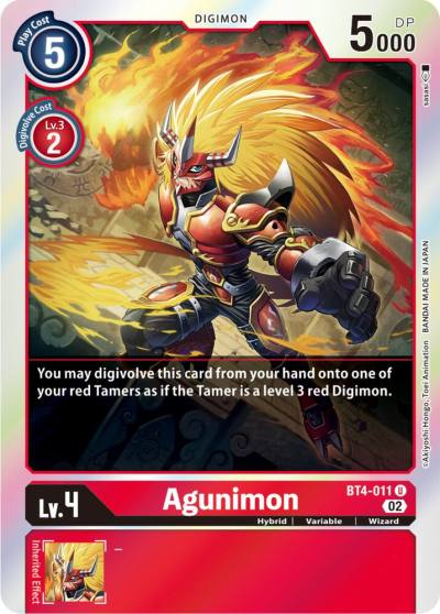 Agunimon Resurgence Booster Reprint BT4-011 U Resurgence Booster Digimon card