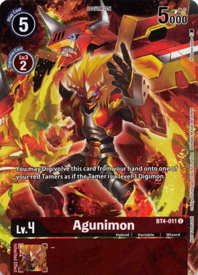 Agunimon Tamers Evolution Box 2 BT4-011 U Great Legend Digimon card