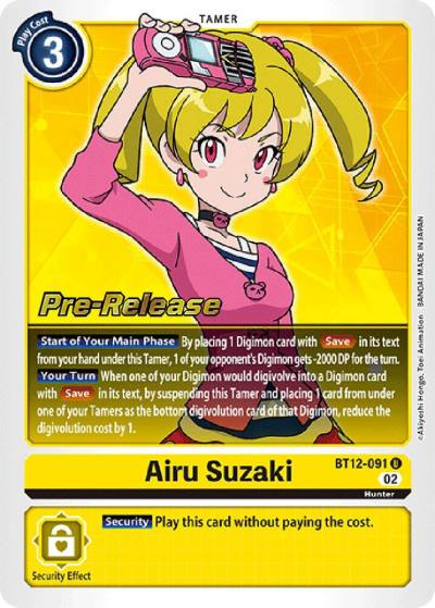 Airu Suzaki BT12-091 U Across Time Pre-Release Cards Digimon card