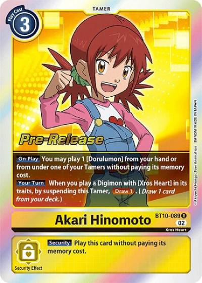 Akari Hinomoto BT10-089 R Xros Encounter Pre-Release Cards Digimon card