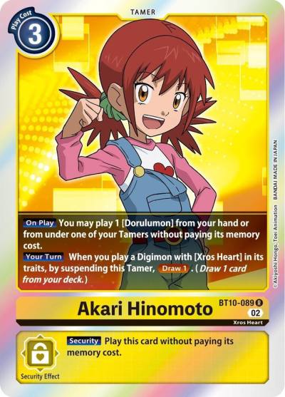 Akari Hinomoto BT10-089 R Xros Encounter Digimon card
