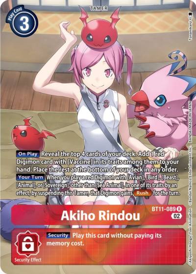 Akiho Rindou Alternate Art BT11-089 R Dimensional Phase Digimon card