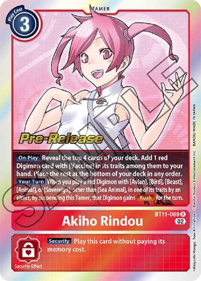 Akiho Rindou BT11-089 R Dimensional Phase Pre-Release Cards Digimon card
