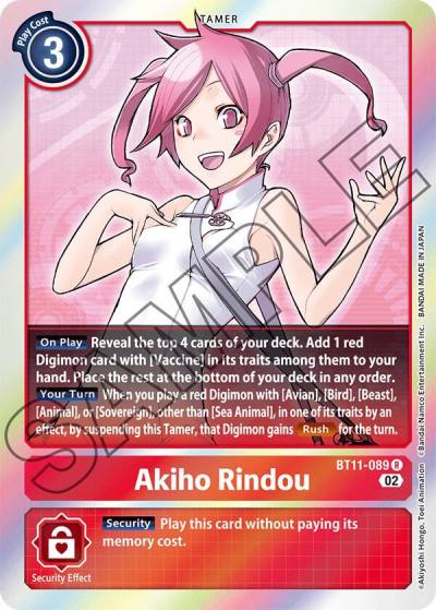 Akiho Rindou BT11-089 R Dimensional Phase Digimon card