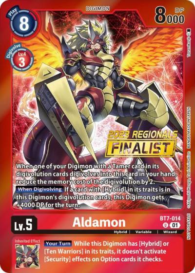 Aldamon 2023 Regionals Finalist BT7-014 U Next Adventure Digimon card
