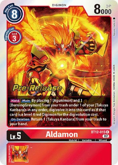 Aldamon BT12-015 R Across Time Pre-Release Cards Digimon card