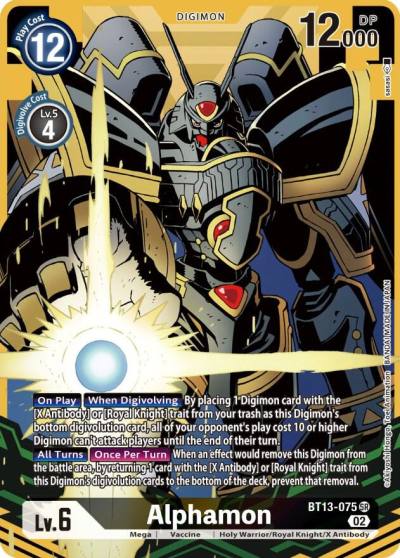 Alphamon Alternate Art BT13-075 SR Versus Royal Knights Digimon card