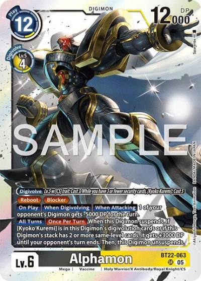 Alphamon BT22-063 SR Cyber Eden Digimon card