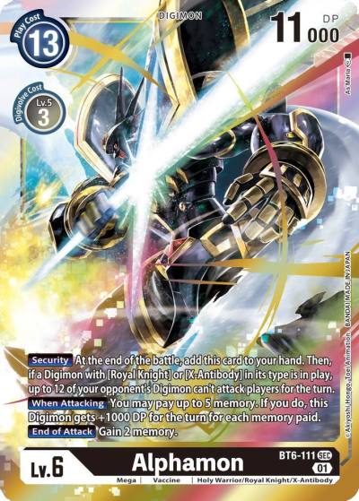 Alphamon BT6-111 SEC Double Diamond Digimon card