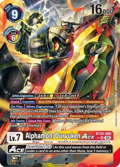 Alphamon Ouryuken ACE Alternate Art BT20-060 SR Release Special Booster 2.5 Digimon card