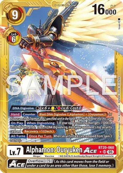 Alphamon: Ouryuken ACE Gold Border BT20-060 SR Advanced Booster Digimon Generation Digimon card