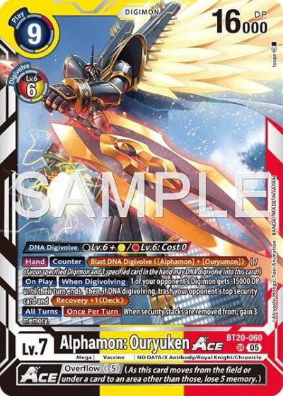 Alphamon: Ouryuken ACE Reprint BT20-060 SR Advanced Booster Digimon Generation Digimon card