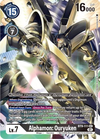 Alphamon Ouryuken BT9-111 SEC X Record Digimon card