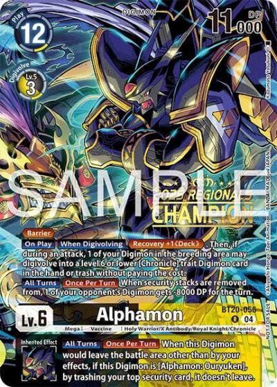 Alphamon Regionals 25 26 Season 2 Champion BT20-056 R Release Special Booster 2.0 Digimon card