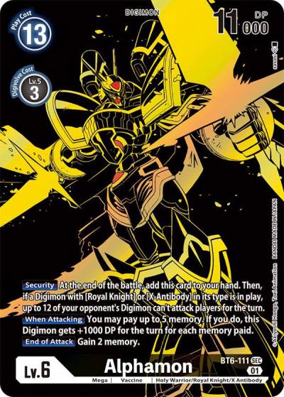 Alphamon Xros Encounter Ghost Rare BT6-111 SEC Double Diamond Digimon card