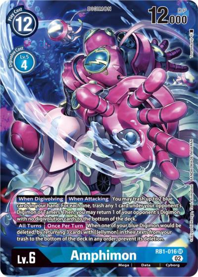 Amphimon Textured Alternate Art RB1-016 SR Resurgence Booster Digimon card